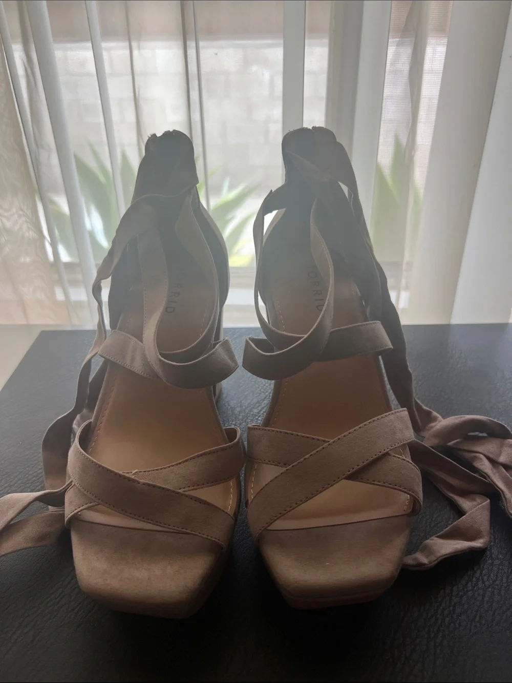 torrid Taupe Lace-Up Strappy Heels
